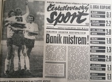 Úvodní strana deníku Československý sport z 5. 6. 1976.