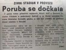 Článek v Ostravském večerníku z 7. 11. 1977.