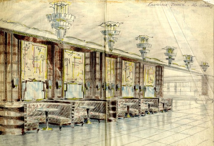 Návrh interiéru kavárny Fénix 1928-1930, A. Epstein,