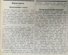 Článek v deníku Duch času z 9. 12. 1932 o koncertech 5. a 6. 12. 1932. 