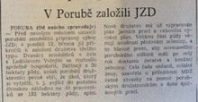 Článek v Nové svobodě z 14. 3. 1956 o založení JZD v Porubě.