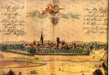 Veduta Moravské Ostravy, 1728, Zdroj: Archiv města Ostravy