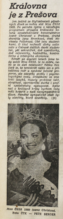 Článek o Miss ČSSR, Rudé právo ze dne 10. 4. 1989