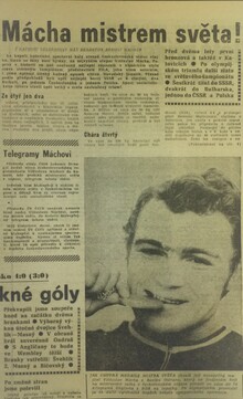 Článek v deníku Československý sport ze 14. 10. 1974