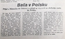 Článek o návštěvě T. Bati v Moravské Ostravě v Poledním ostravském deníku z 18. 3. 1932