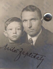 Miloš Zapletal se svým sedmiletým synem Milošem ml. v roce 1936. Zdroj: Archiv města Ostravy.