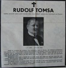 Rudolf Tomsa Zdroj: Slezský hostinský, 1936, roč. 4, č. 16.