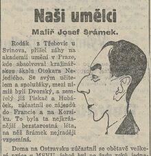 Karikatura Josefa Šrámka, Zdroj: České slovo ze dne 14. 1. 1934