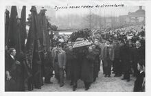 Pohřeb bývalého starosty města Moravské Ostravy Jana Prokeše. Zdroj: Archiv města Ostravy, Sbírka fotografií