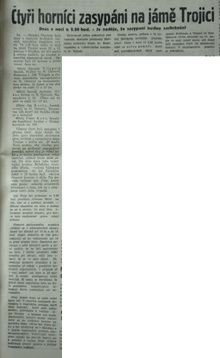 Článek v Poledním deníku z 3. 9. 1936 o neštěstí na jámě Trojice.