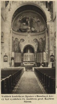 Snímek výzdoby vnitřního kostela sv. Ignáce v Bombaji, Zdroj: Pestrý Týden, 1937