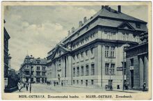 Budova Živnostenské banky v 30. letech 20. století. Zdroj: Archiv města Ostravy, Sbírka fotografií