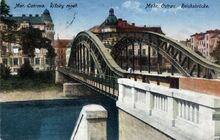 Říšský most před rokem 1918. Zdroj: Archiv města Ostravy, Sbírka fotografií. 