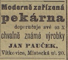 Firemní inzerce v dobovém tisku. Zdroj: Duch času, 1908