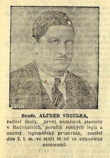 Alfréd Vocelka. Zdroj: Náš kraj, 1927