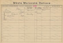 Archiv města Ostravy, Archiv města Moravská Ostrava-domovská karta