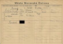 Archiv města Ostravy, Archiv města Moravská Ostrava, domovská karta