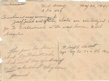 Potvrzení americké armády pro Josefa Janka, který se vracel z nacistického vězení, AMO, Sbírka pamětí a historicko-vlastivědných rukopisů, kar. č. 25, inv. č. 109.