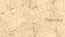 Hřbitov Třebovice, situace 1951- Zdroj: Archiv města Ostravy, Sbírka map a plánů