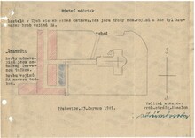 Schéma umístění hrobů sovětských a německých vojáků na hřbitově v Třebovicích, 1949. Zdroj: Archiv města Ostravy, fond jednotný národní výbor Ostrava, karton 275