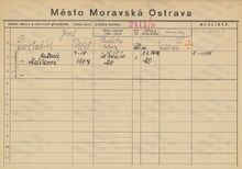 Karta domovské příslušnosti Josefa Dostalíka Zdroj: Archiv města Ostravy, fond Archiv města Moravská Ostrava, domovská kartotéka