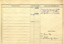 Alois Přibyl, domovská karta, rub. Zdroj: Archiv města Ostravy, Archiv města Moravská Ostrava, domovská kartotéka