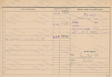 Evžen Buzek, domovská karta, rub. Zdroj: Archiv města Ostravy, Archiv města Moravská Ostrava, domovská kartotéka