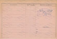 Karta domovské příslušnosti rodiny Miroslava Andrýska Zdroj: Archiv města Ostravy, fond Archiv města Moravská Ostrava, domovská kartotéka