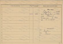 Karta domovské příslušnosti rodiny Bohuslava Glacnera Zdroj: Archiv města Ostravy, fond Archiv města Moravská Ostrava, domovská kartotéka