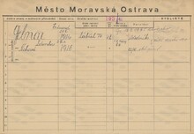 Eduard Gelnar, domovská karta. Zdroj: Archiv města Ostravy, Archiv města Moravská Ostrava, domovská kartotéka