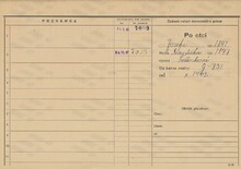 Eduard Gelnar, domovská karta, rub. Zdroj: Archiv města Ostravy, Archiv města Moravská Ostrava, domovská kartotéka