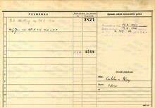 Bohumil Pšeja, domovská karta matky, rub. Zdroj: Archiv města Ostravy, Archiv města Moravská Ostrava, domovská kartotéka