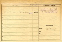 František Sedláček, domovská karta, rub. Zdroj: Archiv města Ostravy, Archiv města Moravská Ostrava, domovská kartotéka