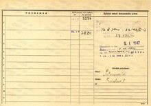 Osvald Noskievič (Noskiewič), domovská karta, rub. Zdroj: Zdroj: Archiv města Ostravy, Archiv města Moravská Ostrava, domovská kartotéka