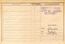 Pavel Krajina, domovská karta, rub. Zdroj: Archiv města Ostravy, Archiv města Moravská Ostrava, domovská kartotéka