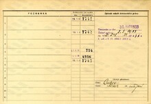 Bohuslav Neuvirt (Neuwirth), domovská karta otce, rub. Zdroj: Archiv města Ostravy, Archiv města Moravská Ostrava, domovská kartotéka