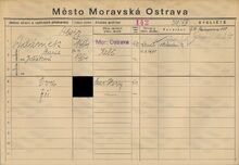 Archiv města Ostravy, Archiv města Moravská Ostrava, domovská karta Aloise Adámka