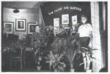 Tryzna za umučené členy jednoty Sokola Přívoz II v&nbsp;r. 1945 Cyrila Šebestu, Jana Matouška a&nbsp;Jana Stýbora Zdroj: Archiv města Ostravy, fond Sokolská župa Moravskoslezská Moravská Ostrava, kart. 8, inv. č. 19