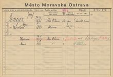 Archiv města Ostravy, Archiv města Moravská Ostrava, domovská karta Josefa Fingera