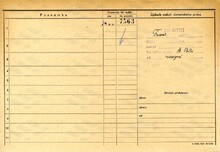 Rostislav Slavík, domovská karta, rub. Zdroj: Archiv města Ostravy, Archiv města Moravská Ostrava, domovská kartotéka