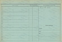 Eugen Del Favero, domovská karta, rub. Zdroj: Archiv města Ostravy, Archiv města Moravská Ostrava, domovská kartotéka