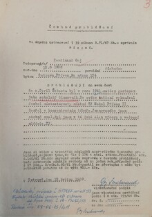 Svědectví Ferdinanda Goje k&nbsp;činnosti Cyrila Šebesty v&nbsp;Sokole s&nbsp;uvedením vlastních údajů. Zdroj: Vojenský historický archiv, Osvědčení dle zákona č. 255/1946 Sb.,&nbsp;čj.:&nbsp;106919/69 (Šebesta Cyril).