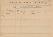 Zápis o&nbsp;Ervínu Hoidovi v&nbsp;domovské kartotéce Moravské Ostravy.