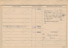 František Karč, domovská karta, rub. Zdroj: Archiv města Ostravy, Archiv města Moravská Ostrava, domovská kartotéka