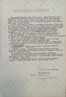 Popis odbojové činnosti M. Andrýska Zdroj: Vojenský historický archiv, Osvědčení dle zákona č. 255/1946 Sb.,&nbsp;čj.:&nbsp;186380/78