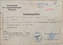 Potvrzení o&nbsp;propuštěn R. Goje z&nbsp;koncentračního tábora Osvětim Zdroj: Vojenský historický archiv, Osvědčení dle zákona č. 255/1946 Sb.,&nbsp;čj.:&nbsp;319123/95