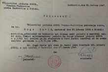Potvrzení TJ Sokol Pražmo-Raškovice o&nbsp;členství H. Davida, Vojenský historický archiv, Osvědčení dle zákona č. 255/1946 Sb.,&nbsp;čj. 88967/47.