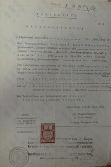 Úmrtní list Bohumila Jungmanna (opis). Zdroj: Vojenský historický archiv, Osvědčení dle zákona č. 255/1946 Sb.,&nbsp;čj. 70736/69.