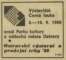 Reklama na Ostravské výstavní a prodejní trhy v roce 1988 publikovaná 6. září 1988 v Ostravském večerníku 