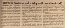 Článek v&nbsp;deníku Moravskoslezský den z&nbsp;22.9.1999
